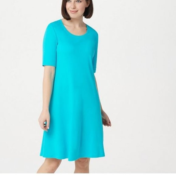 Isaac Mizrahi Dresses & Skirts - Isaac Mizrahi Pima Cotton Elbow- Sleeve Dress 3229